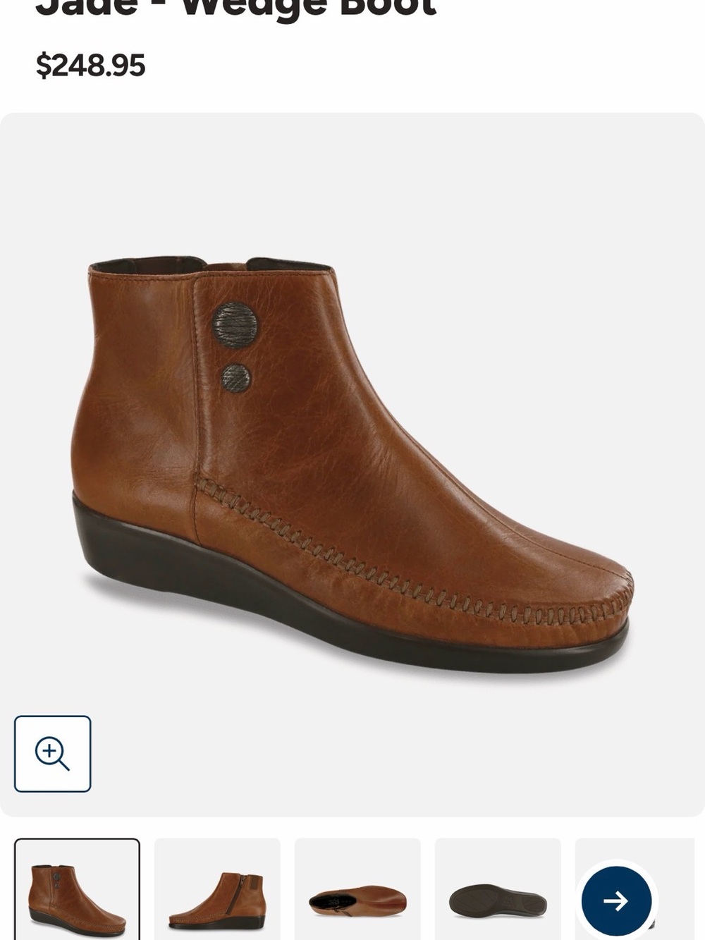 NBW SAS Jade Wedge Boot, Chestnut | Women’s Size 9.5 Triple Wide